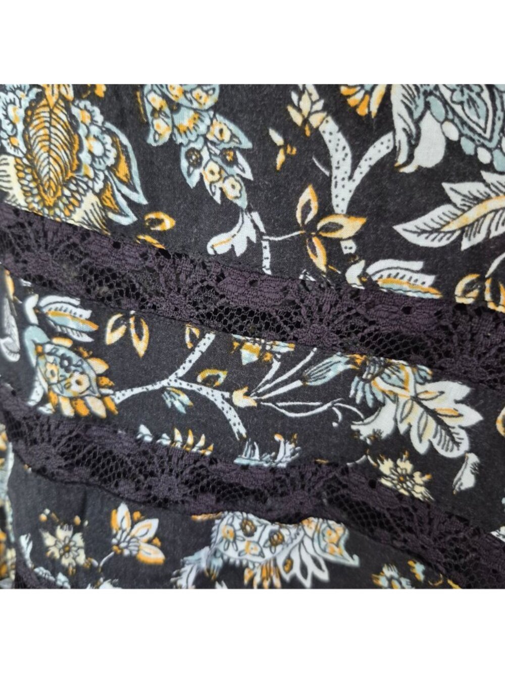 Intimately Free People XS Black Floral Lace Trim Sleeveless Tunic - Picture 2 of 6